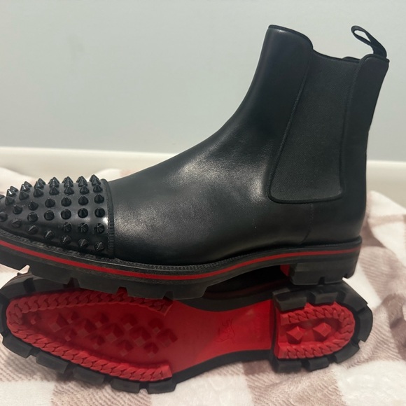 Christian Louboutin Black and Red Spiked Men\'s Boots main image 5